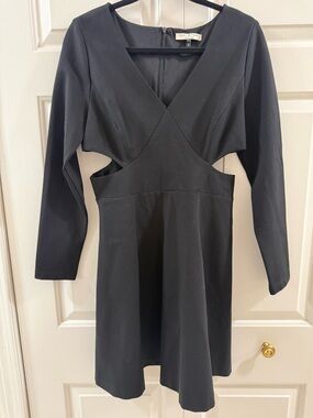 Halston Heritage Black Cutout Fit & Flare Mini Dress Long Sleeve Size 10